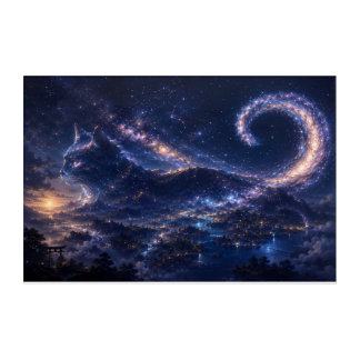 Celestial Spirit Cat Beneath the Galaxy Moon Acrylic Print