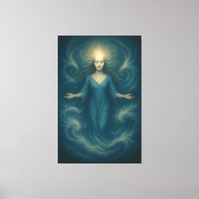 Celestial Spirit Goddess – Oceanic Light Awakening Canvas Print (Front)