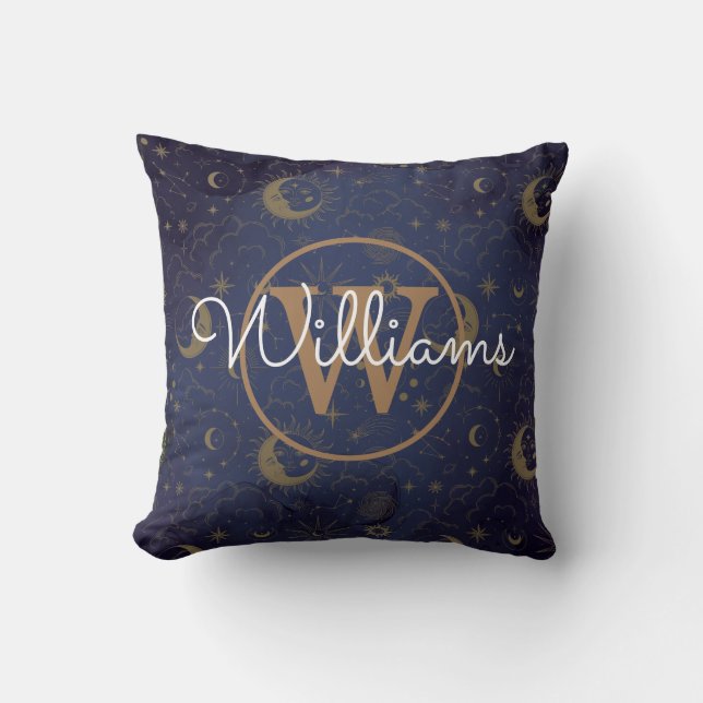 Celestial, Spiritual Personalized Monogram Throw Pillow (Front)