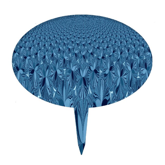 Celestial Splendor: Iridescent Blue Rose Design Cake Topper (Front)