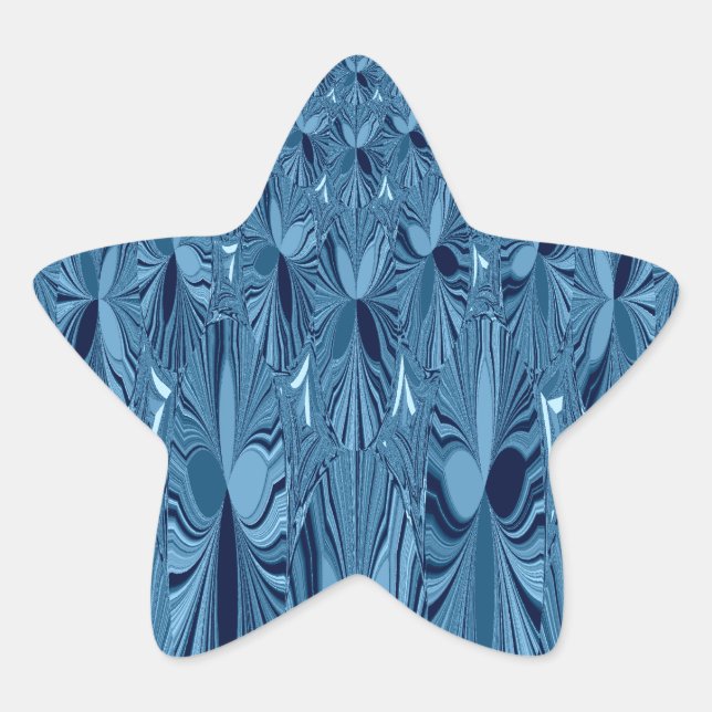 Celestial Splendor: Iridescent Blue Rose Design Star Sticker (Front)