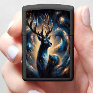 Celestial Stag with Swirling Galactic Antlers Zippo Lighter