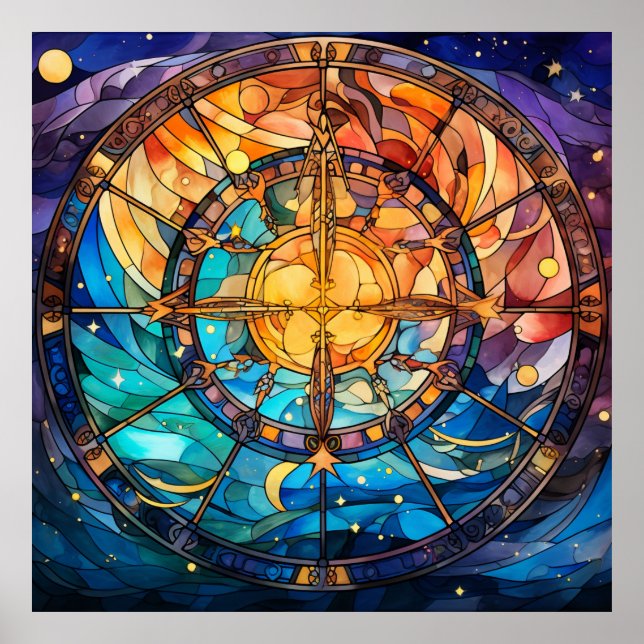 Celestial Stained Glass Art Poster (Front)