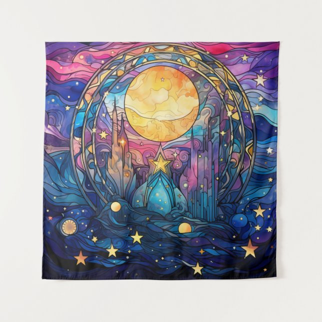 Celestial Stained Glass Art Tapestry (Front)