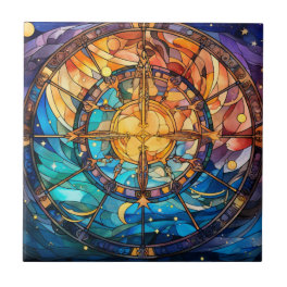 Celestial Stained Glass Ceramic Tile