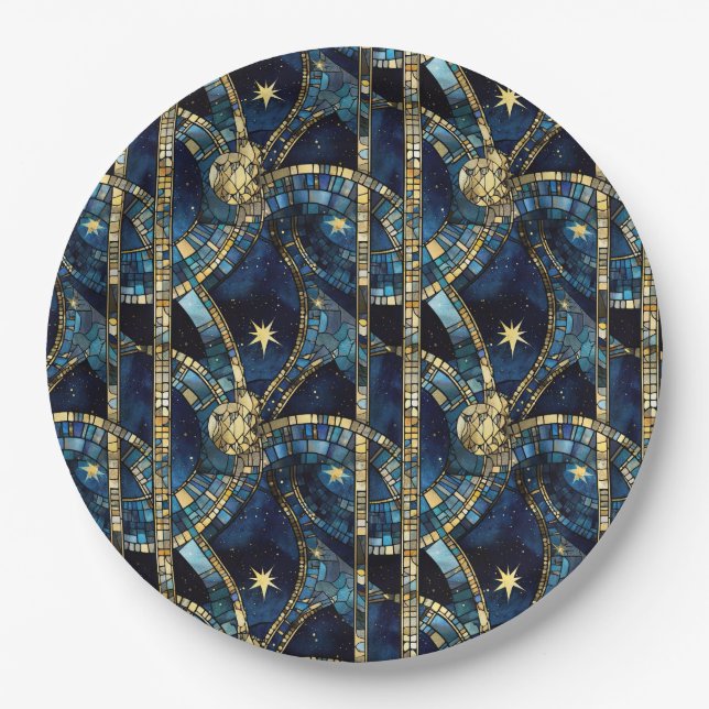Celestial Stained Glass Paper Plates (Front)