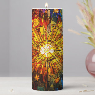 Celestial Stained Glass Pillar Candle