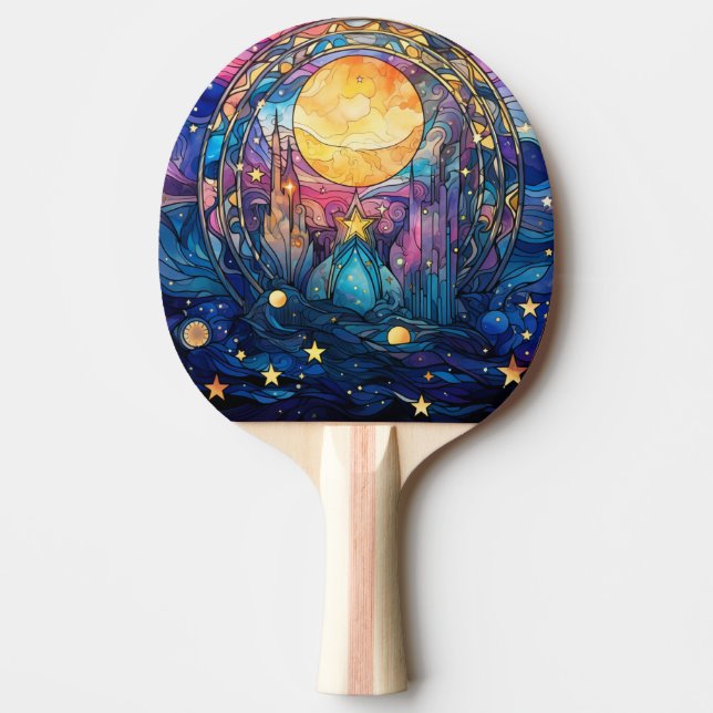 Celestial Stained Glass Ping Pong Paddle (Front)