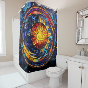 Celestial Stained Glass Shower Curtain
