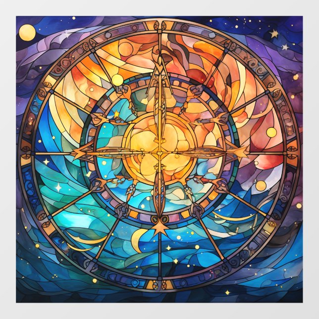 Celestial Stained Glass Window Cling (Sheet)