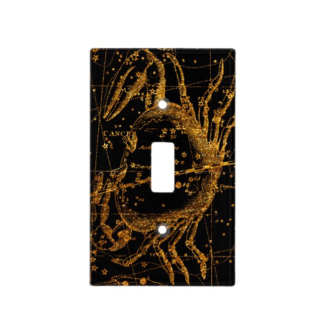 Celestial Star Astrological Gold Cancer Crab Light Switch Cover (Front)