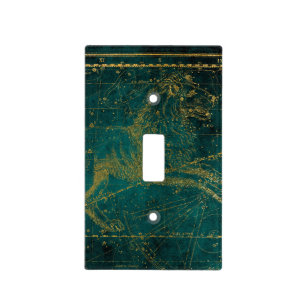 Celestial Star Astrological LEO Lion Gold Green Light Switch Cover
