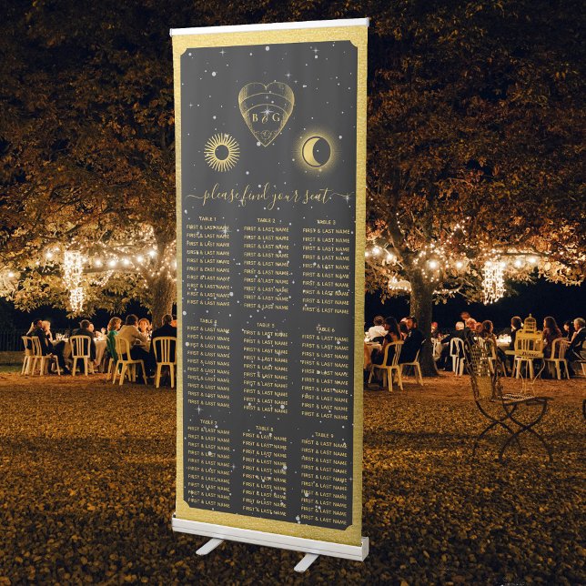 Celestial Star Crescent Moon Wedding Seating Chart Retractable Banner (Celestial Star Crescent Moon Wedding Seating Chart Retractable Banner)