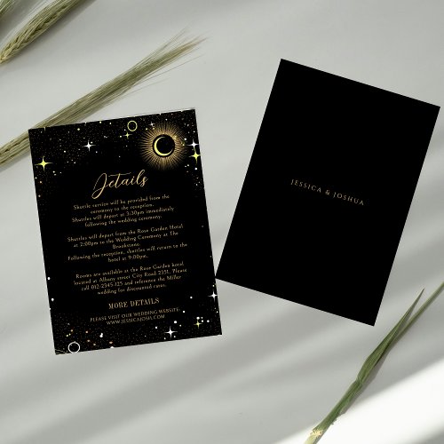 Celestial Star Dust Black Wedding  Enclosure Card