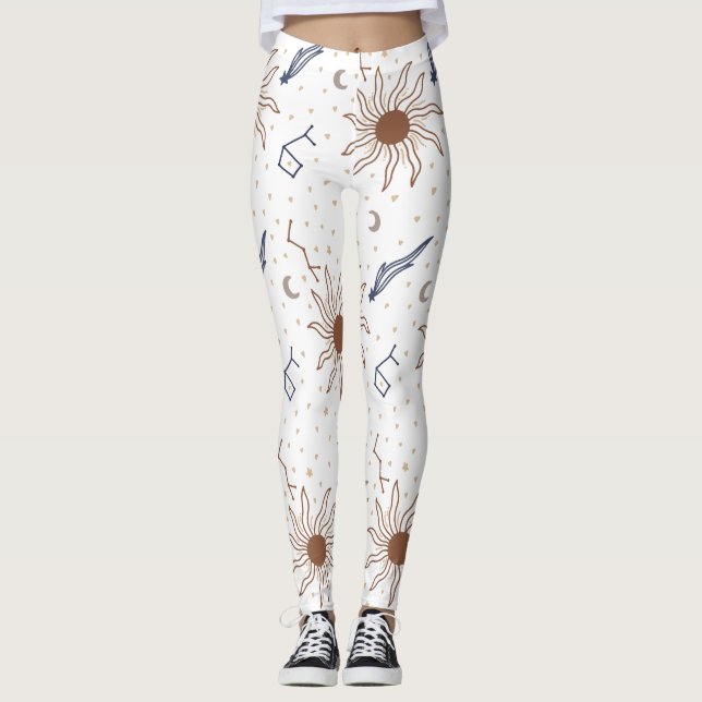 Celestial Star Floral Theme Leggings (Front)