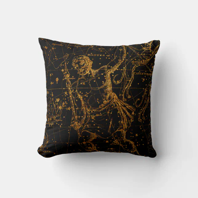 Celestial Star Map Astrological Gold Hercules Throw Pillow | Zazzle