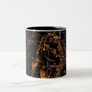 Celestial Star Map Astrological Gold Pisces Fish Two-Tone Coffee Mug
