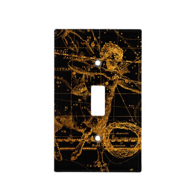 Celestial Star Map Astrological Gold Sagittarius Light Switch Cover (Front)