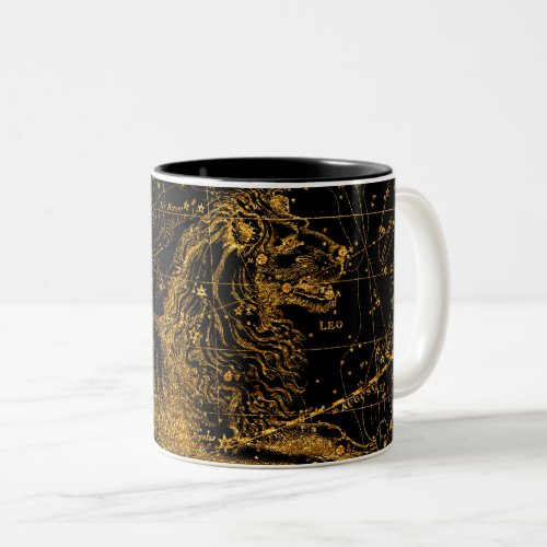 Celestial Star Map Astrological LEO Lion Gold Two_Tone Coffee Mug