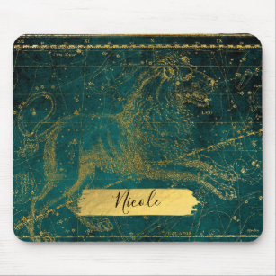 Celestial Star Map Astrological LEO Lion Green Mouse Pad