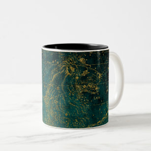 Celestial Star Map Astrological LEO Lion Green Two-Tone Coffee Mug