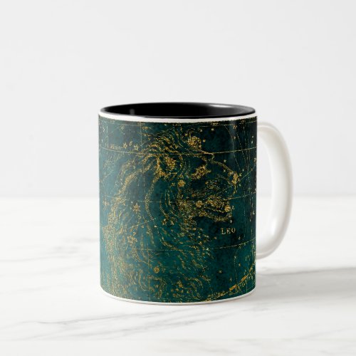 Celestial Star Map Astrological LEO Lion Green Two_Tone Coffee Mug