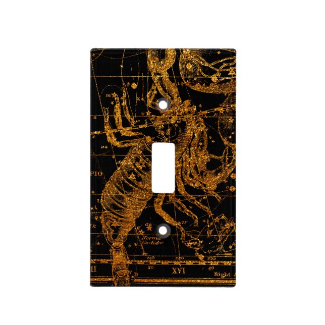 Celestial Star Map Astrological Sign Gold Scorpio Light Switch Cover (Front)
