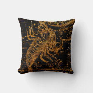 Celestial Star Map Astrological Sign Gold Scorpio Throw Pillow