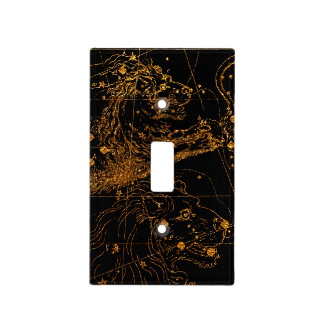 Celestial Star Map Astrological Sign LEO Lion Gold Light Switch Cover (Front)