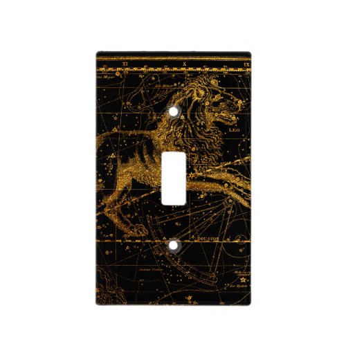 Celestial Star Map Astrological Sign LEO Lion Gold Light Switch Cover