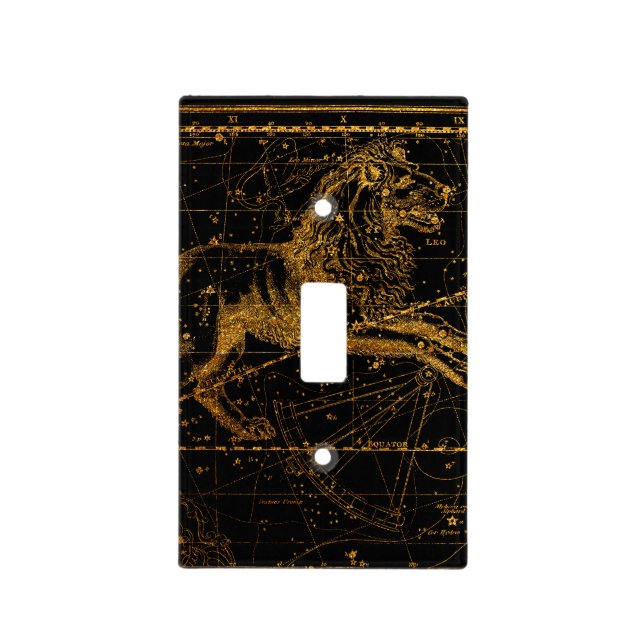Celestial Star Map Astrological Sign LEO Lion Gold Light Switch Cover (Front)