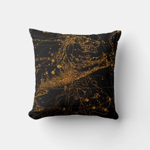 Celestial Star Map Astrological Sign LEO Lion Gold Throw Pillow