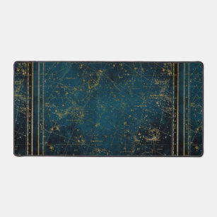 Celestial star map constellation blue gold galaxy  desk mat
