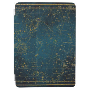 Celestial star map constellation blue gold galaxy iPad air cover