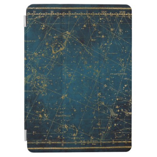 Celestial star map constellation blue gold galaxy iPad air cover