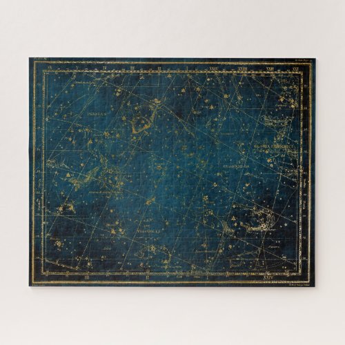 Celestial star map constellation blue gold galaxy jigsaw puzzle