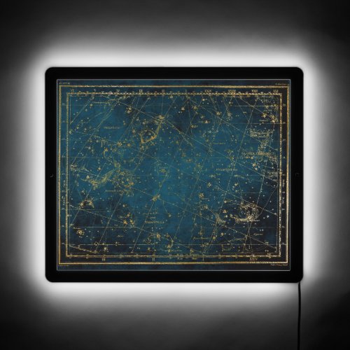 Celestial star map constellation blue gold galaxy  LED sign
