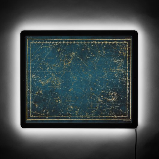 Celestial star map constellation blue gold galaxy  LED sign (Front)