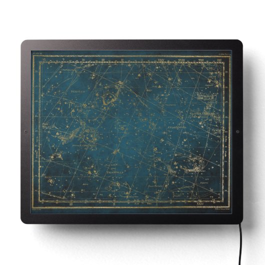 Celestial star map constellation blue gold galaxy  LED sign (Lights Off)