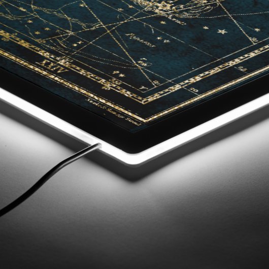 Celestial star map constellation blue gold galaxy  LED sign (Corner)