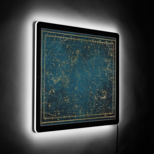 Celestial star map constellation blue gold galaxy  LED sign (Angle)