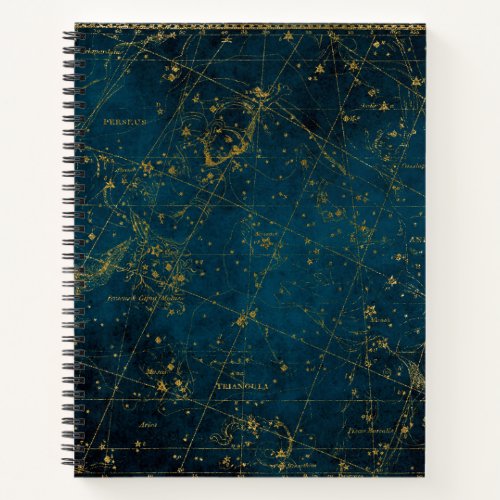 Celestial star map constellation blue gold galaxy notebook