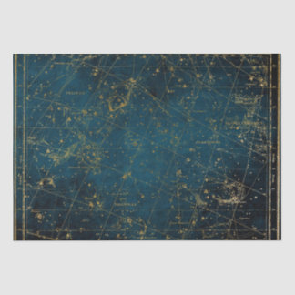 Celestial star map constellation blue gold galaxy tissue paper