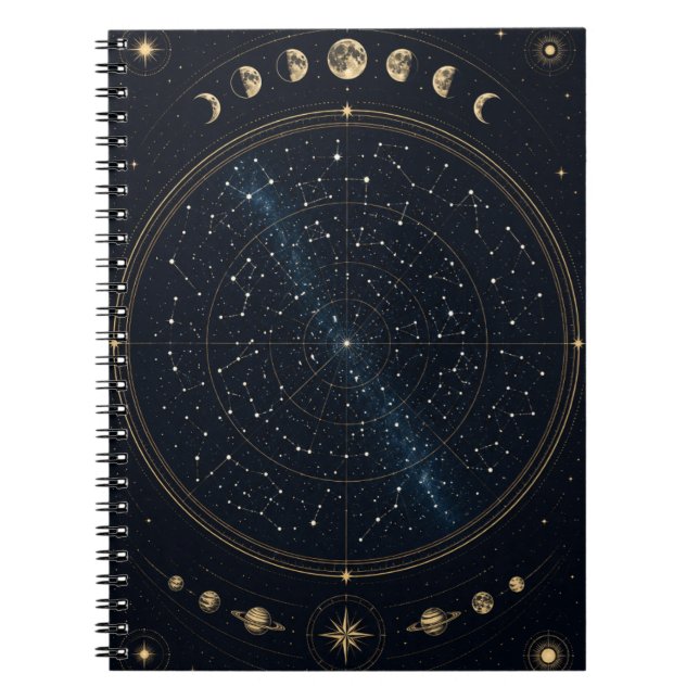 Celestial Star Map Moon Phases Notebook Journal (Front)