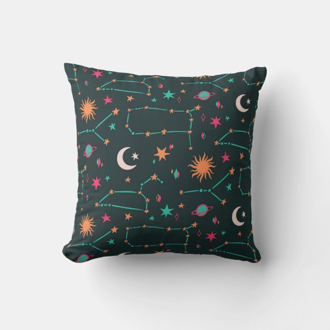 Celestial Star Map Throw Pillow (Front)
