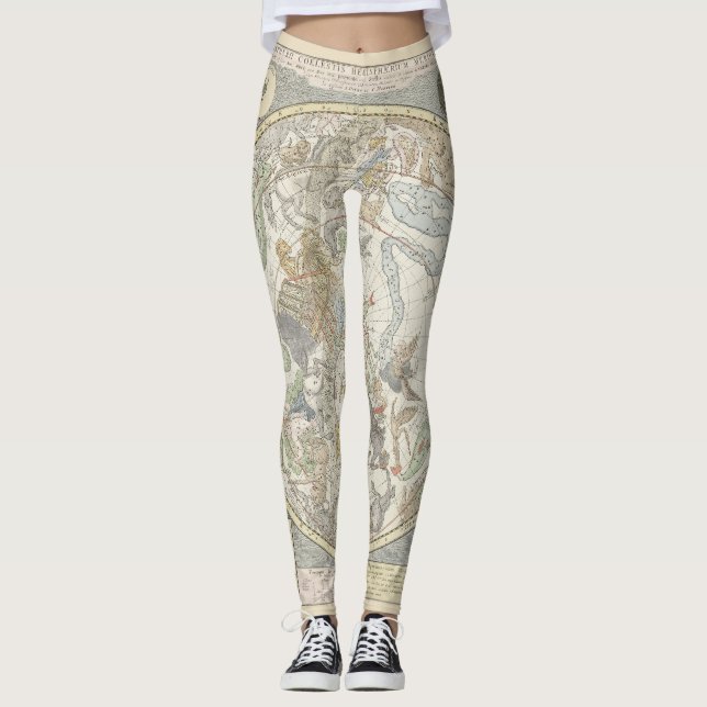 Celestial Star Map Zodiac Constellation I Leggings (Front)