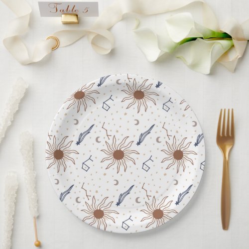 Celestial Star Sun and Moon Paper Plates