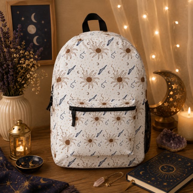 Celestial Star, Sun and Moon Printed Backpack (Creator Uploaded)