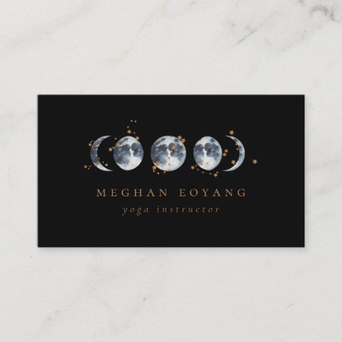 Celestial Starry Moon Phase  Black Business Card