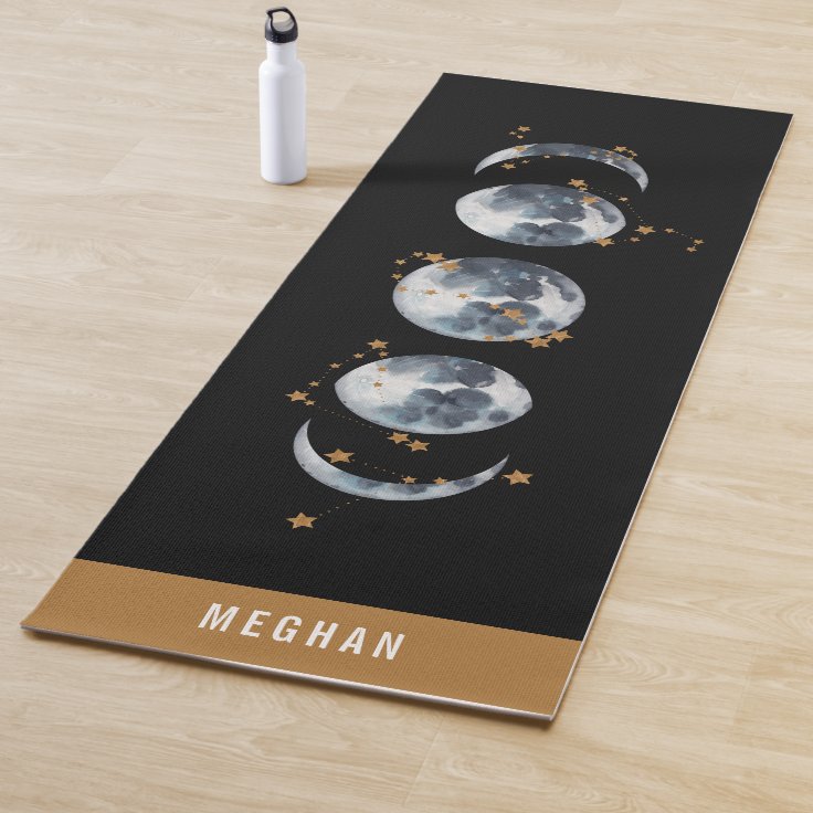 Celestial Starry Moon Phase Black Yoga Mat Zazzle